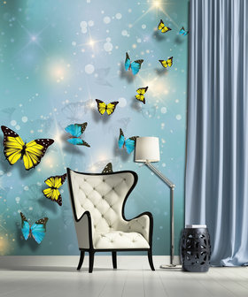 Yellow and Blue Butterflies Fotobehang 10225VEA