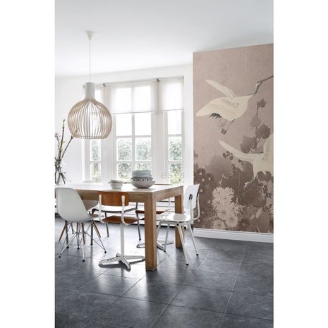 Esta Home| Kraanvogels Grijs Roze 158946 (Met Gratis Lijm)