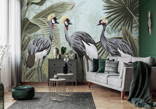 Jungle Paradise Kraanvogels Fotobehang 14155