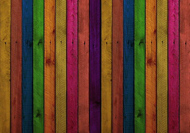 Gekleurde Houten Planken Fotobehang 12601