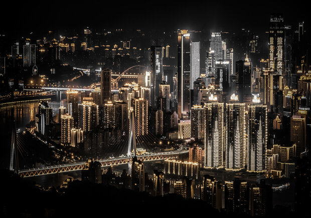 City by Night Fotobehang 12998