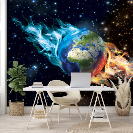 Space Wereldkaart Fotobehang 3749