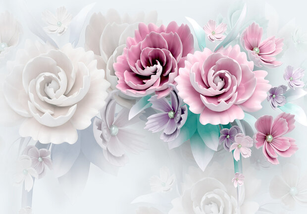 3D Imitatie Bloemen Fotobehang 14149