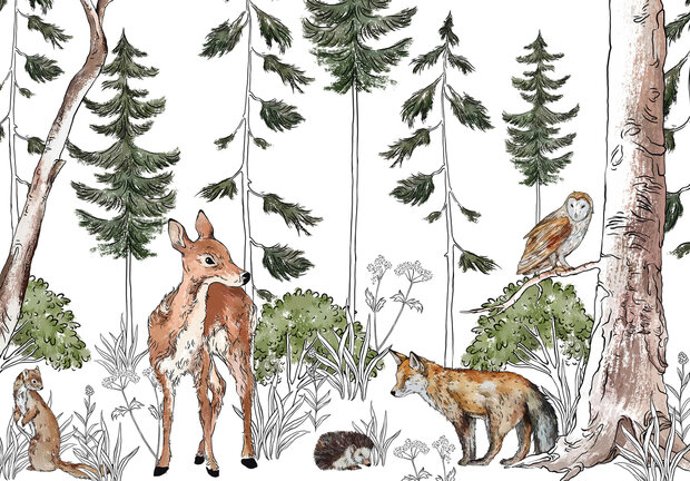Dieren in het bos Fotobehang 14986