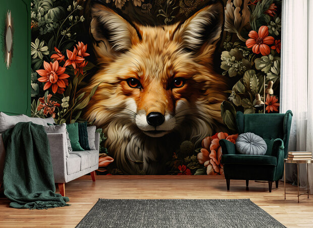 Vos Bloemen Fotobehang 15011