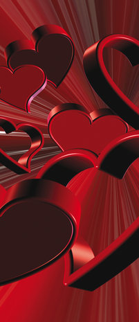 Red Hearts Art Abstract Deurposter Fotobehang 277VET