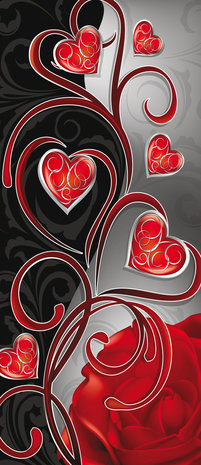 Red Hearts Art Abstract Deurposter Fotobehang 303VET