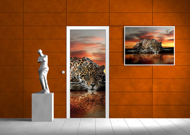 Jaguar Against the Setting Sun Deurposter Fotobehang 126VET