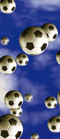 Footballs on Blue Background Deurposter Fotobehang 187VET