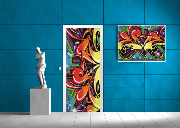 Colourful Graffiti Deurposter Fotobehang 140VET