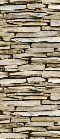 Stone Brick Wall Wood Deurposter Fotobehang 1538VET