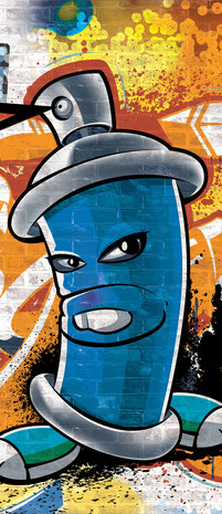 Blue Graffiti Spray Paint Can  Deurposter Fotobehang 1398VET