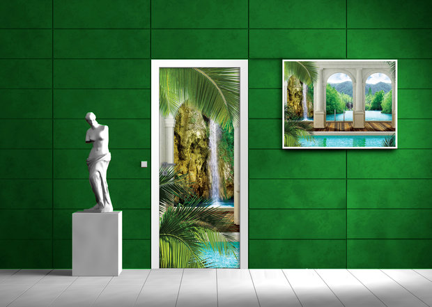 Waterfall Pillars View Deurposter Fotobehang 1530VET