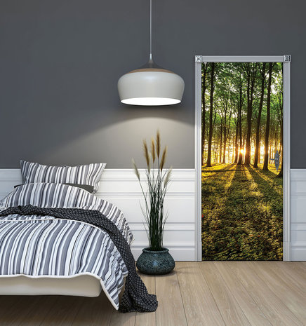 Deer in Sunny Forest  Deurposter Fotobehang 3194VET