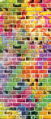 Graffiti - Colourful Bricks Deurposter Fotobehang 3469VET
