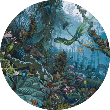 KEK Wallpaper Circle Tropical landscape blue CK-021 (Met Gratis Lijm)