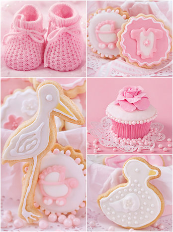 Baby Shoes and Pink Cupcakes Fotobehang 10445VEA