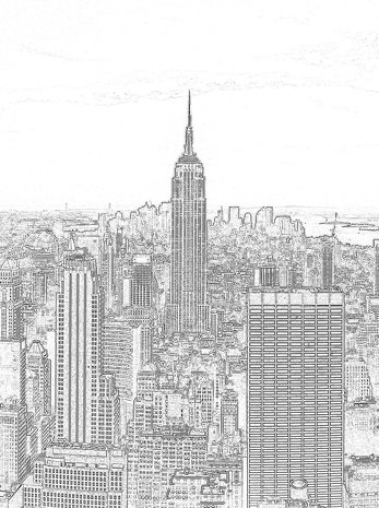 Black and White Sketch of City Fotobehang 10688VEA