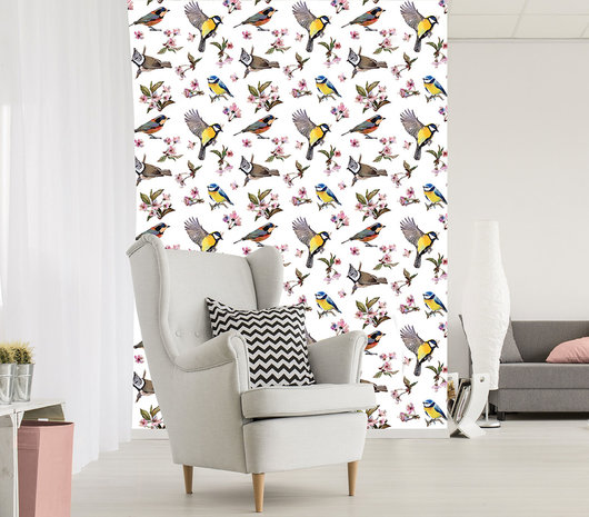 Little Birds and Floral Patterns Fotobehang 10401VEA