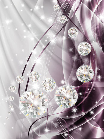 Abstract, Diamonds, Silver and Violet Fotobehang 10404VEA