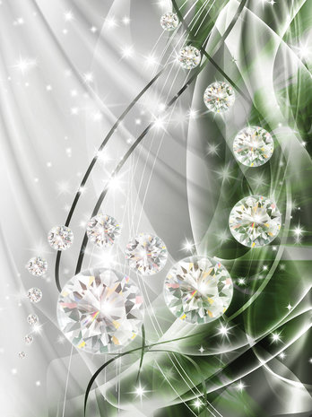 Abstract, Diamonds, Silver and Emerald Fotobehang 10405VEA