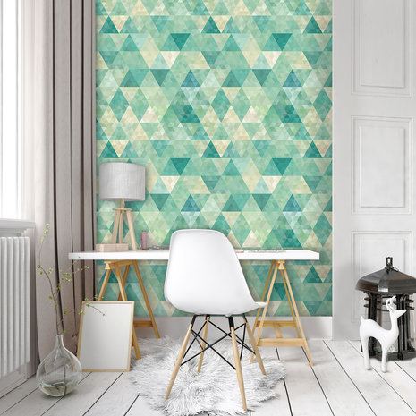 Turquoise Triangles Fotobehang 10633VEA