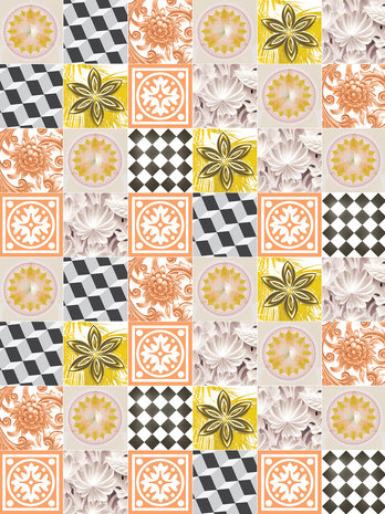 Orange Tiles Mosaic Fotobehang 10704VEA