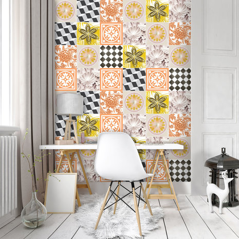 Orange Tiles Mosaic Fotobehang 10704VEA