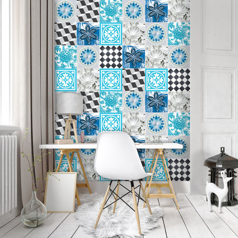 Blue Tiles Mosaic Fotobehang 10707VEA