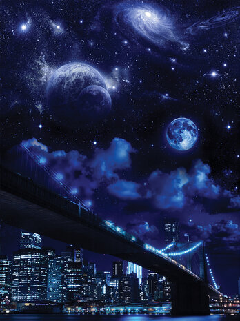 City at Night and the Universe Fotobehang 10472VEA