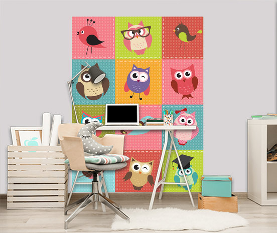 Birds and Owls Patchwork Fotobehang 10376VEA