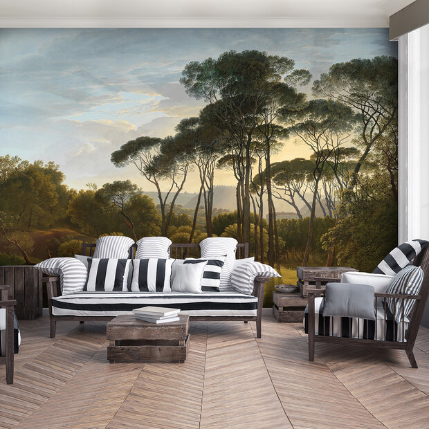 Rijksmuseum Italiaans Landschap met parasoldennen Hendrik Voogd RM1 (Met Gratis Lijm)